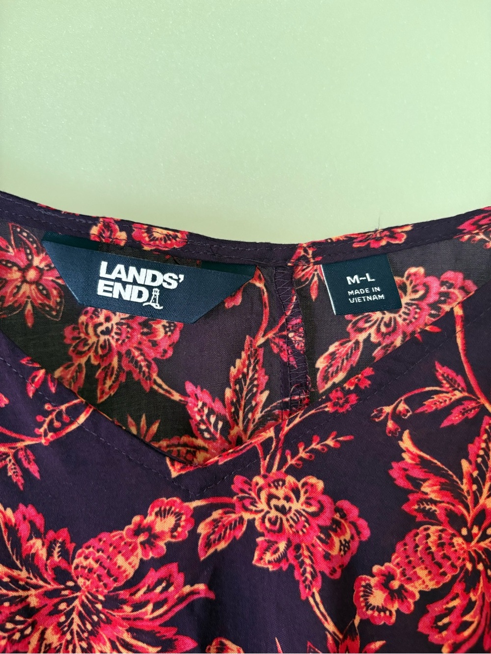 Lands' End Navy Coverup with Red Floral Print - M/L - Picture 2 of 5
